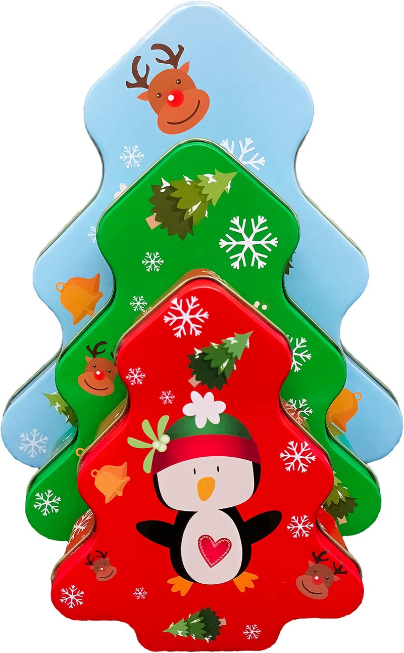 Alef Christmas/Holiday مجموعة من 3 علب التعشيش الزخرفية (شجرة) - Image 1