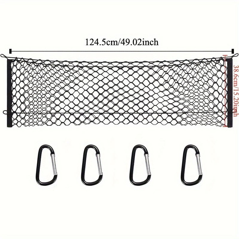 Black Nylon Cargo Net With Hooks For Cars And Suvs Durable Mesh Organizer For Vehicle Trunk Rear Seat Storage Solution - Image 2