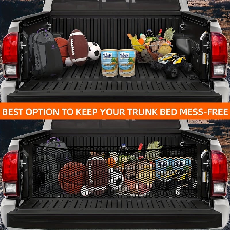 Black Nylon Cargo Net With Hooks For Cars And Suvs Durable Mesh Organizer For Vehicle Trunk Rear Seat Storage Solution - Image 1