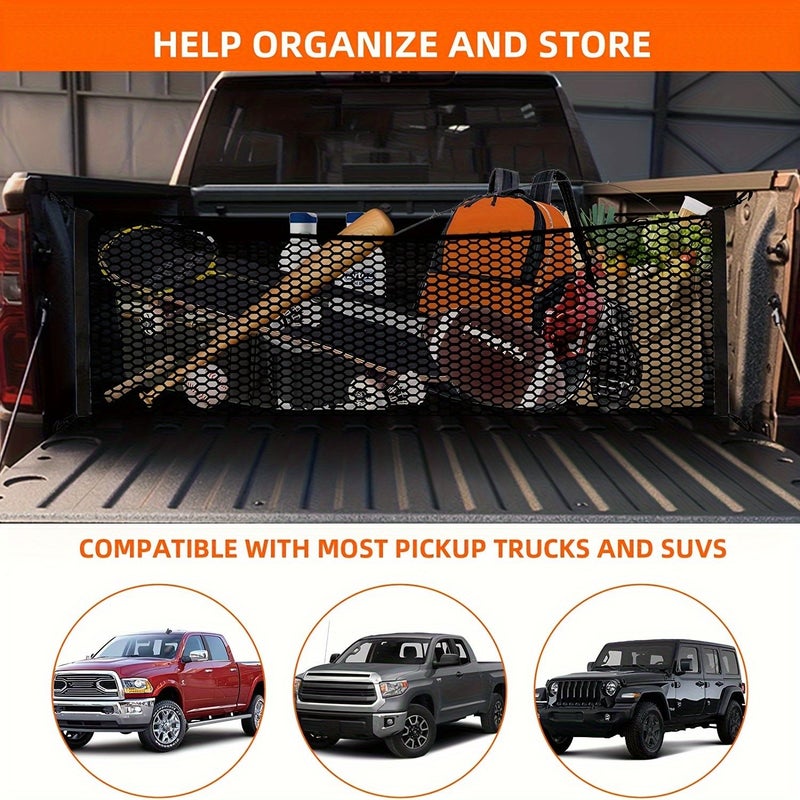 Black Nylon Cargo Net With Hooks For Cars And Suvs Durable Mesh Organizer For Vehicle Trunk Rear Seat Storage Solution - Image 3