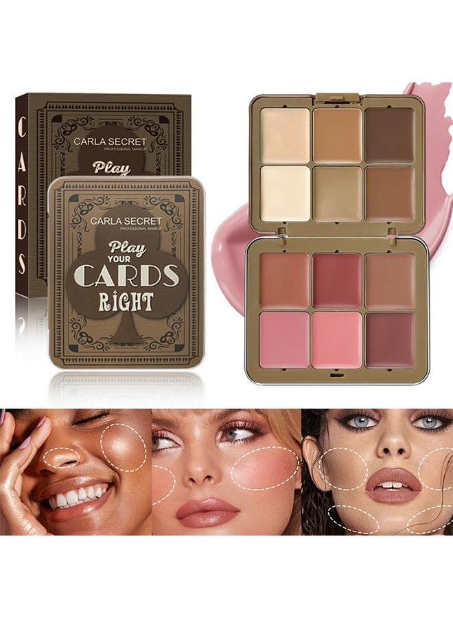 CARLA SECRET 2in1 Cream Blush and Contouring,12 Colors Cream Concealer and Face Blush Palette, Long Lasting Full Coverage Conceals Corrects Foundation Camouflage Contour  for Correcting Dark Circles Acne Blemish - Image 5