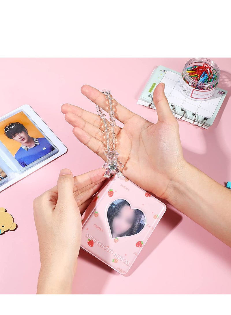 Photo Album Photocard, 2 Pcs Holder Book 3 Inch Kpop Mini Collect Binder 40 Pockets with  Decorative Stickers and Bracelet Card Holders - Image 2