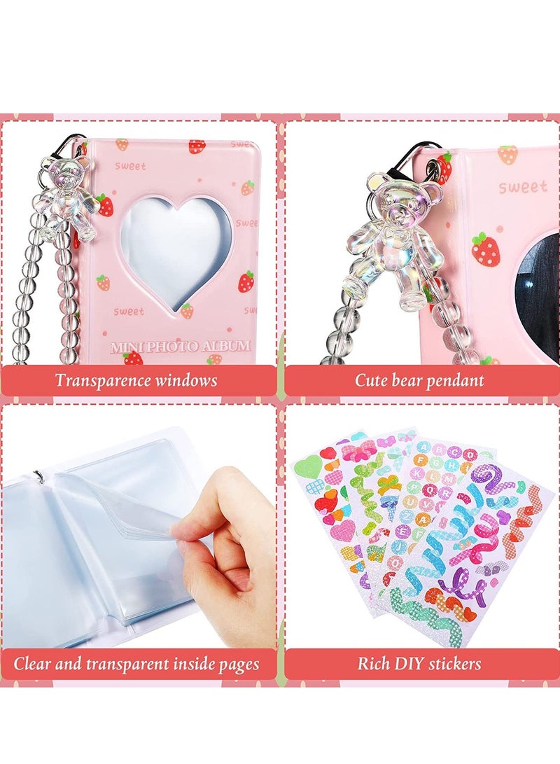 Photo Album Photocard, 2 Pcs Holder Book 3 Inch Kpop Mini Collect Binder 40 Pockets with  Decorative Stickers and Bracelet Card Holders - Image 4