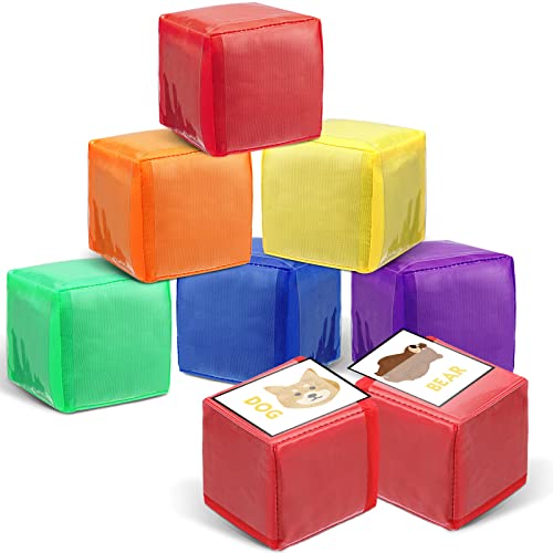Yilloog 12 Pcs 315 Inch DIY Photo Pocket Dice Large Clear Foam Dice Playing Cubes Set 6 Sided Stacking Blocks Cubes Solid Color - Image 1