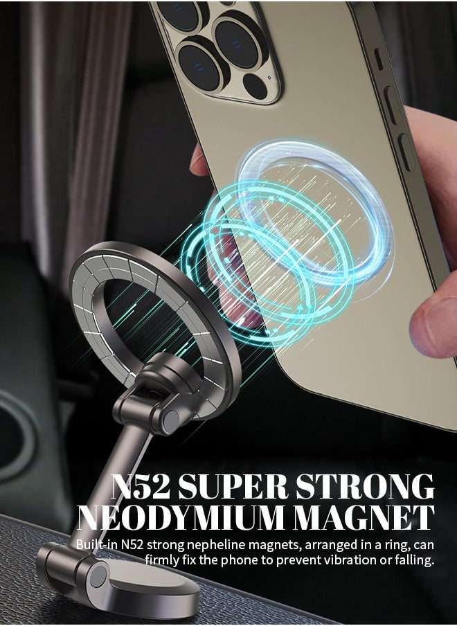 Car Phone Holder Mount with 1080° Rotation, Foldable Support, Compatible with i-Phone 15/14/13/12 Series, Galaxy S22 S21 Z Flip 4 5