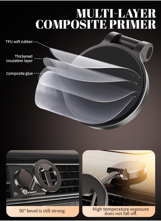 Car Phone Holder Mount with 1080° Rotation, Foldable Support, Compatible with i-Phone 15/14/13/12 Series, Galaxy S22 S21 Z Flip 4 5