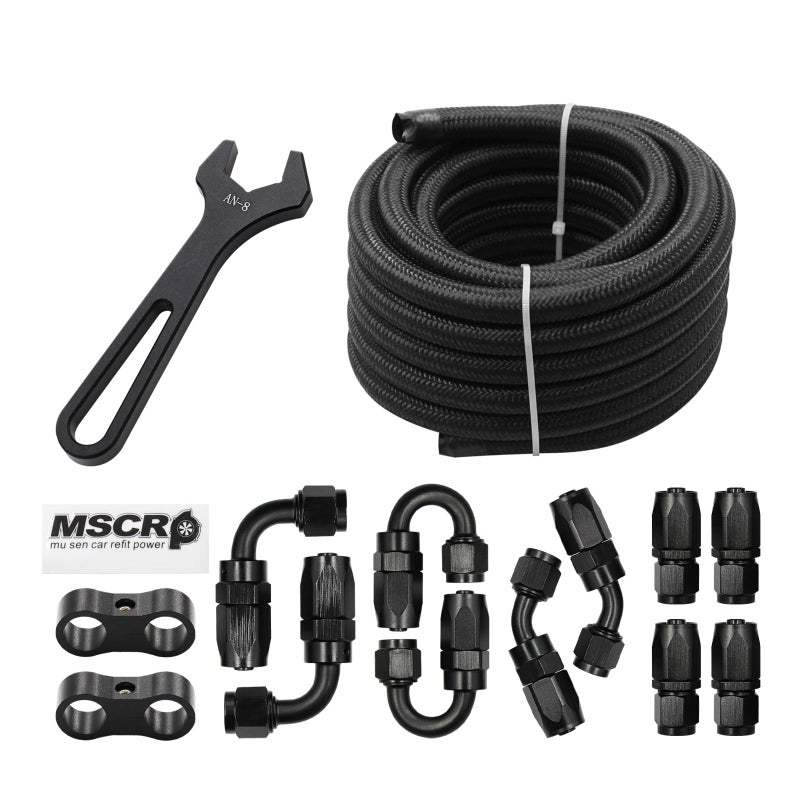 WnSEu 8AN 20FT Fuel Line Hose Kit with Fitting Nylon Stainless Steel Braided 12 CPE Fuel Oil Hose 1112mm ID AN8 Nylon - Image 3