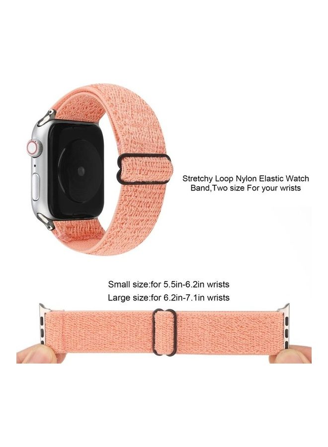 NIBEMINENT Solid Colour Nylon Watchband For Apple Watch Series 1/2/3/4/5/6/7/SE 42-44-45mm Pink - Image 3