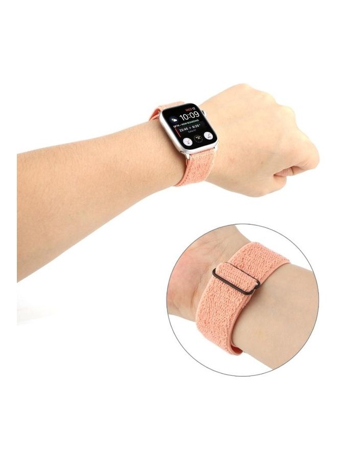 NIBEMINENT Solid Colour Nylon Watchband For Apple Watch Series 1/2/3/4/5/6/7/SE 42-44-45mm Pink - Image 4