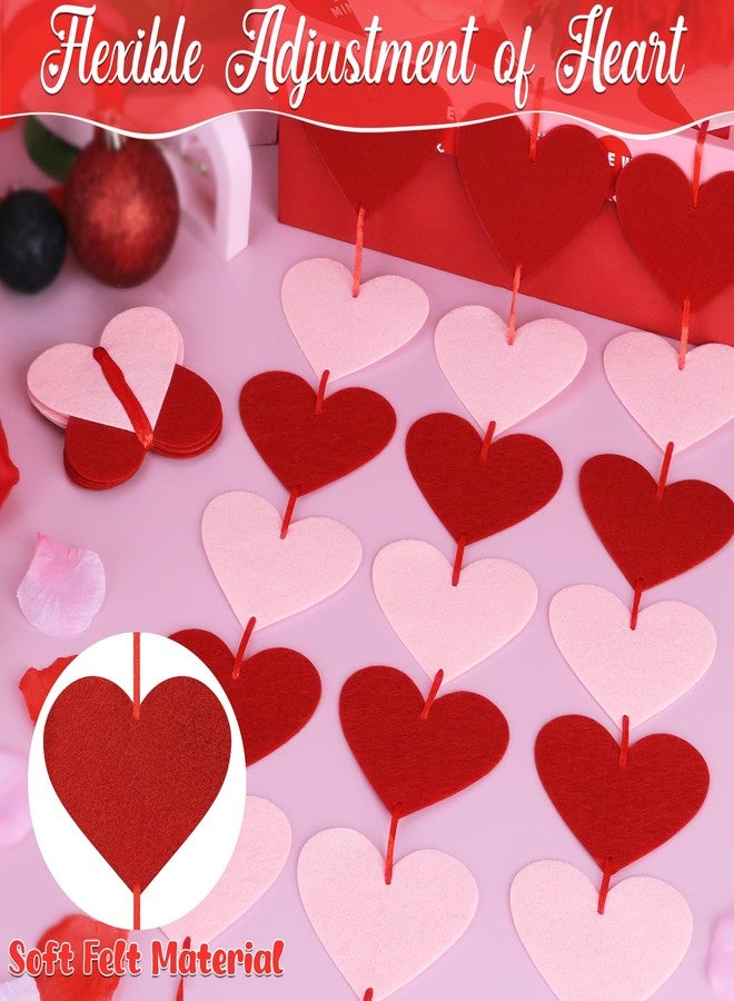 Heartome 4 PCS Vertical Heart Banner, Felt Valentines Day Decoration, Red Pink Heart Garland Indoor Outdoor Romantic Party Decor for Ceiling Window - Image 3