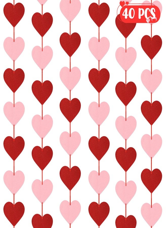 Heartome 4 PCS Vertical Heart Banner, Felt Valentines Day Decoration, Red Pink Heart Garland Indoor Outdoor Romantic Party Decor for Ceiling Window - Image 1
