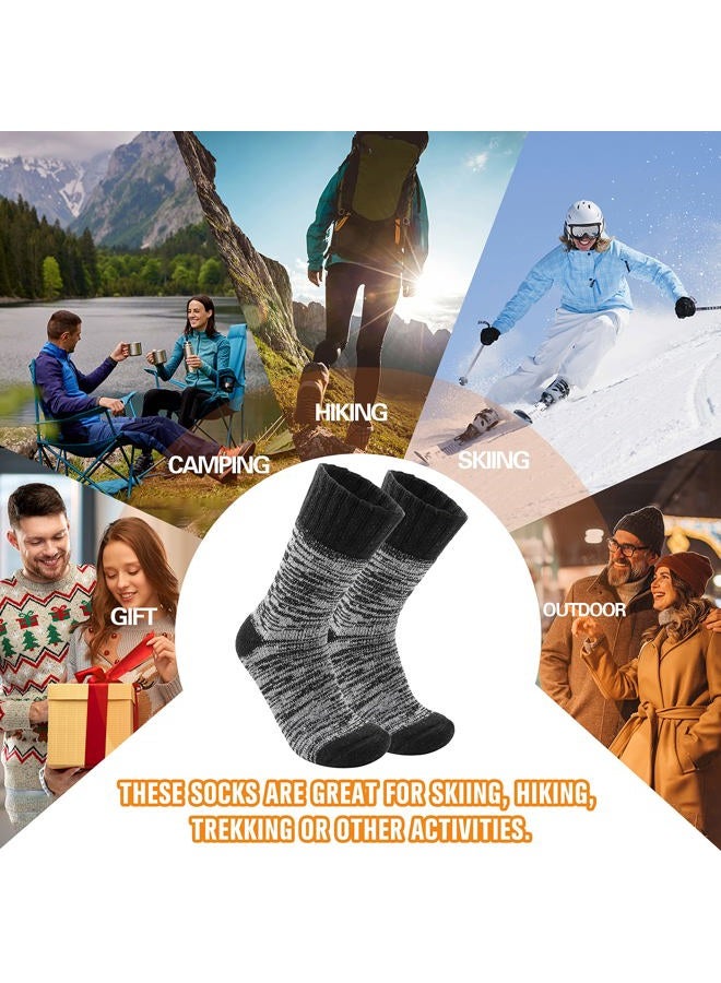Welwoos 3 Pairs Warm Thermal Socks for Women & Men Winter Ski Thick Boot Insulated Socks for Cold Weather, Black, L - Image 2