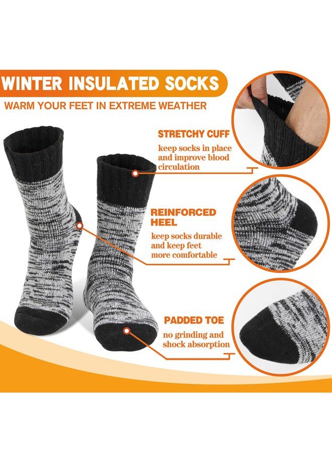 Welwoos 3 Pairs Warm Thermal Socks for Women & Men Winter Ski Thick Boot Insulated Socks for Cold Weather, Black, L - Image 5