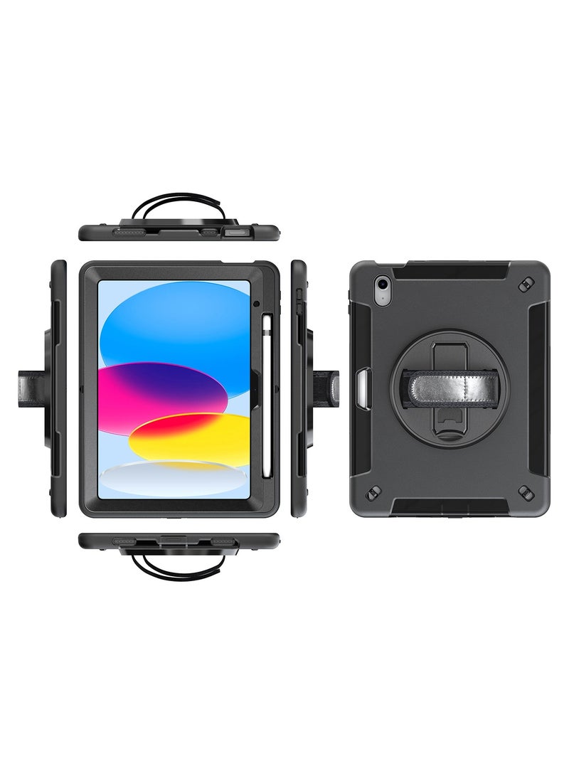 Cat - Cot حافظة مضادة للصدمات لجهاز iPad الجيل العاشر مع قاعدة دوارة 360°، حزام يد وحماية للكاميرا - Image 1
