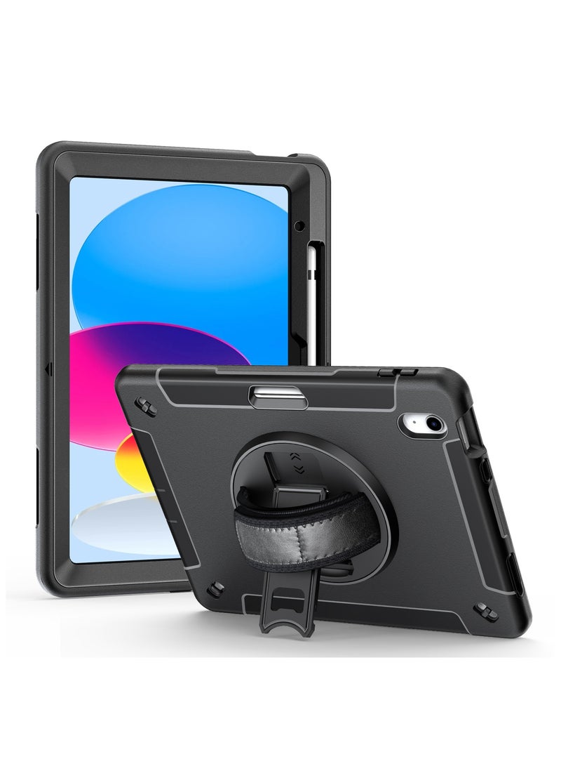 Cat - Cot حافظة مضادة للصدمات لجهاز iPad الجيل العاشر مع قاعدة دوارة 360°، حزام يد وحماية للكاميرا - Image 4
