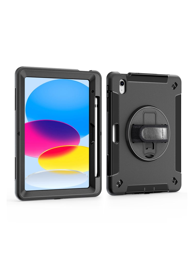 Cat - Cot حافظة مضادة للصدمات لجهاز iPad الجيل العاشر مع قاعدة دوارة 360°، حزام يد وحماية للكاميرا - Image 2