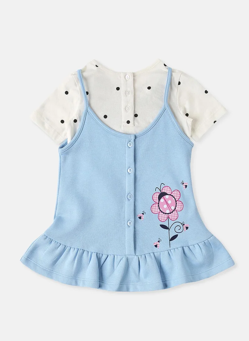Nautinati Nautinati Girls’ Slip Dress with Polka Print T-shirt