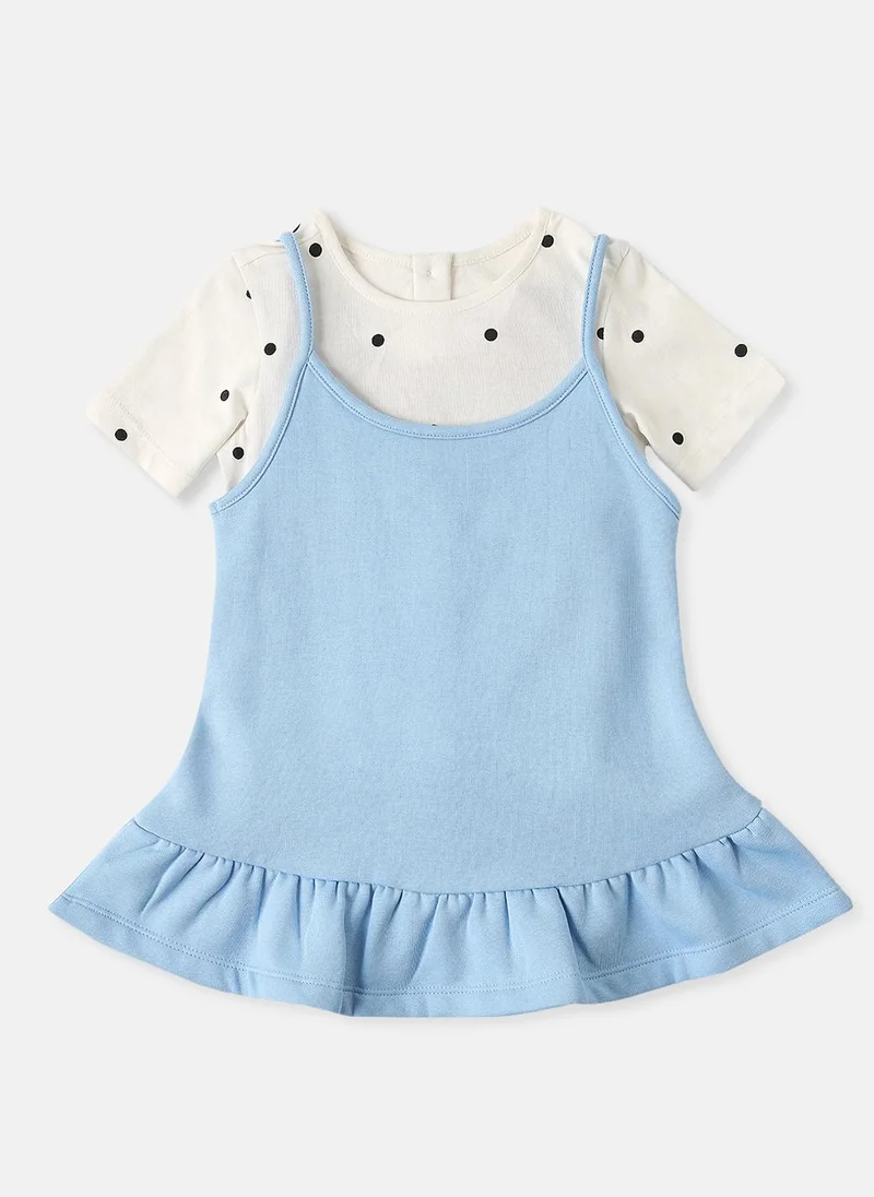 Nautinati Nautinati Girls’ Slip Dress with Polka Print T-shirt