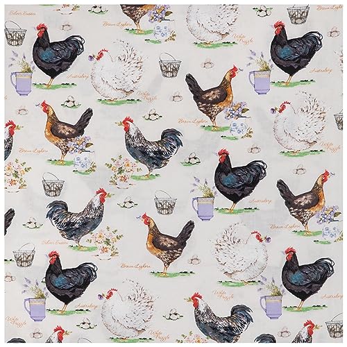 Hobby Lobby Roosters Cotton Calico Fabric 1 Yard Printed Sewing Lightweight Precut Fabric for Clothes Homeware Accessories - Image 1