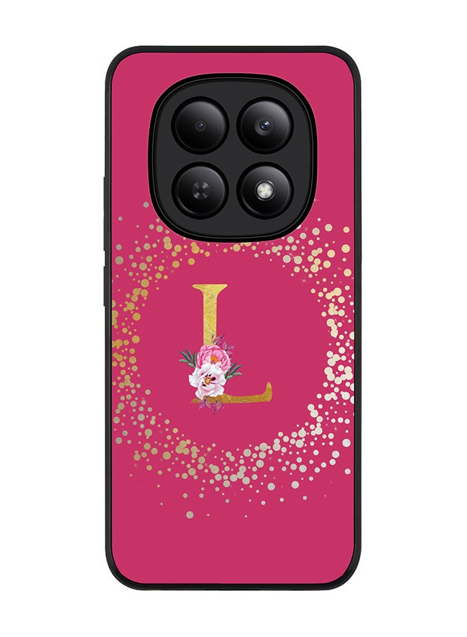 For Xiaomi Redmi Note 15 4G Case,Slim fit Camera Protection, Shockproof Thin Phone cover  - Custom Monogram Floral - L ( Deep Pink )