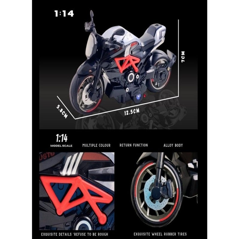PLUSPOINT Diecast Motorcycle Toy Bike Scale Model Pull Back Vehicles Alloy Simulation Superbike Alloy Tank, Look Alike Models Also for Car Dashboard,,Adult - Image 5