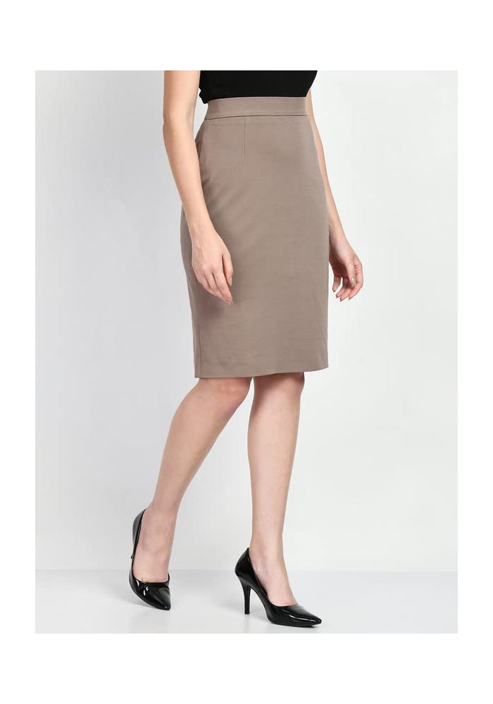 Exude تنورة قلمية بيج سادة للنساء - Image 3