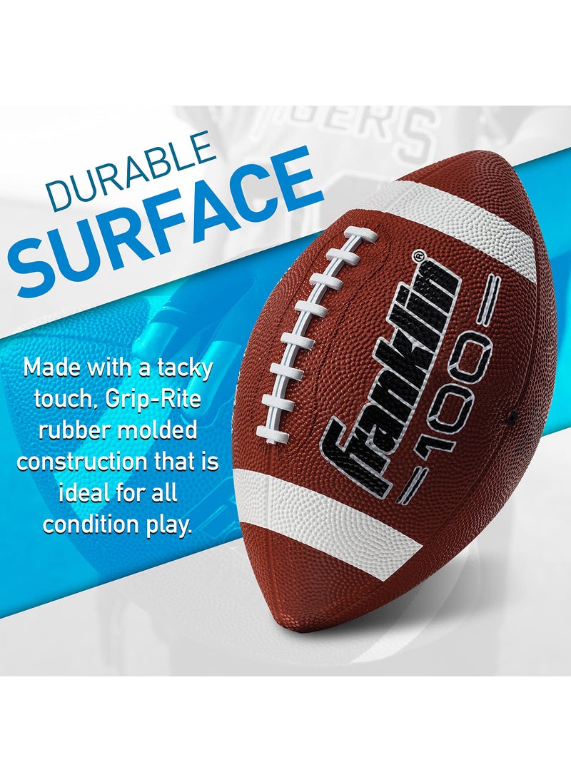 Franklin Sports Franklin Sports Junior Football - Grip-Rite 100 - Kids Junior Size - Youth - Durable Outdoor Rubber Football - Classic Brown  - Image 2
