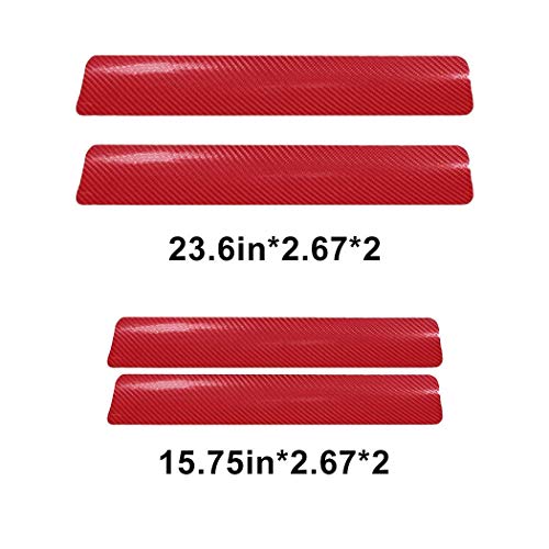 Vadda 4pcs Carbon Fibre Sticker Car Door Sill Scuff Guard, Welcome Pedal Protect, Anti-Kick Scratch for Cars Doors (Red) - Image 2