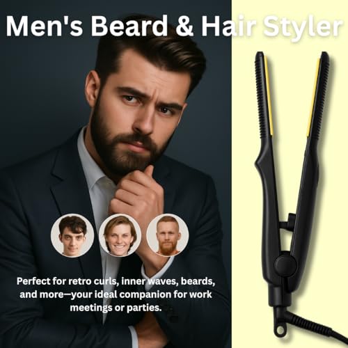 Ktein Mini Flat Iron for Short Hair, Pixie Cut, Bangs, Beard & Wavy Styling | 2-in-1 Ceramic Pencil Hair Straightener for Men & Women | 5 Temp Settings | Fast Heating | Anti-Scald Design - Image 2