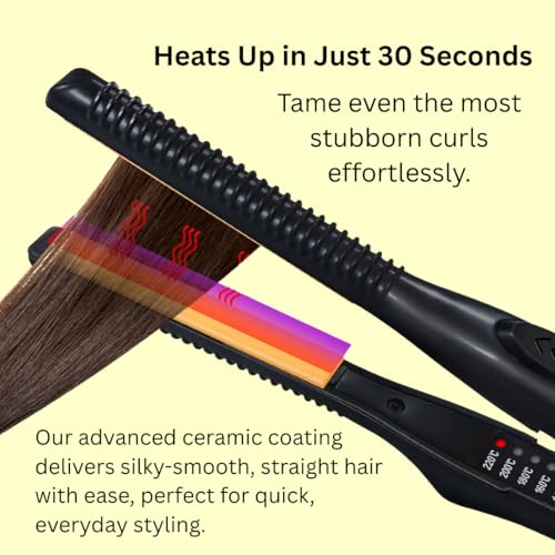 Ktein Mini Flat Iron for Short Hair, Pixie Cut, Bangs, Beard & Wavy Styling | 2-in-1 Ceramic Pencil Hair Straightener for Men & Women | 5 Temp Settings | Fast Heating | Anti-Scald Design - Image 4