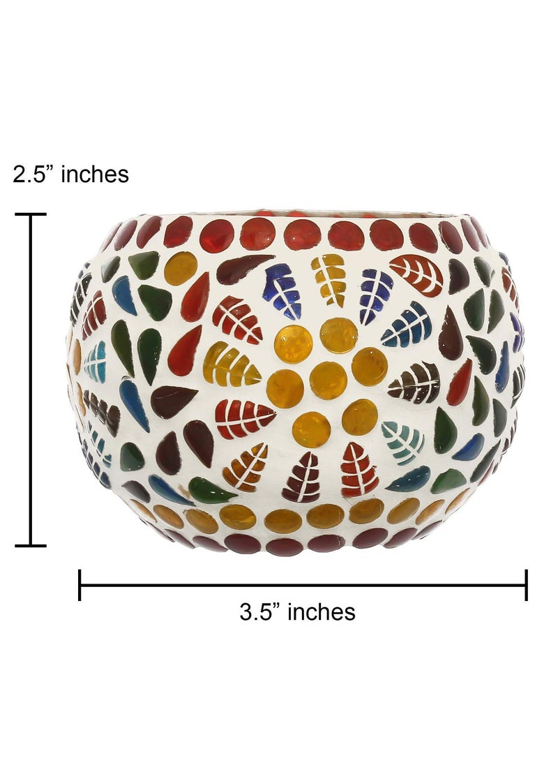 Webelkart WebelKart Set of 2 Mosaic Glass TeaLight Votive Candle Holder with Tea Light Candles for Living Room Table Home Decor Indoor Outdoor - Christmas Decorations Items (Multicolor, Glass)  - Image 4