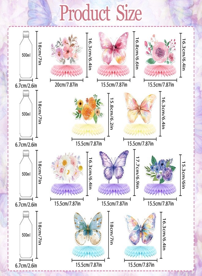 UNIIDECO 10PCS Butterfly Centerpieces for Tables Butterfly Flower Honeycomb Table Toppers for Baby Shower Girls Birthday Gender Reveal Spring Tea Party Mother's Day Easter Decor - Image 2