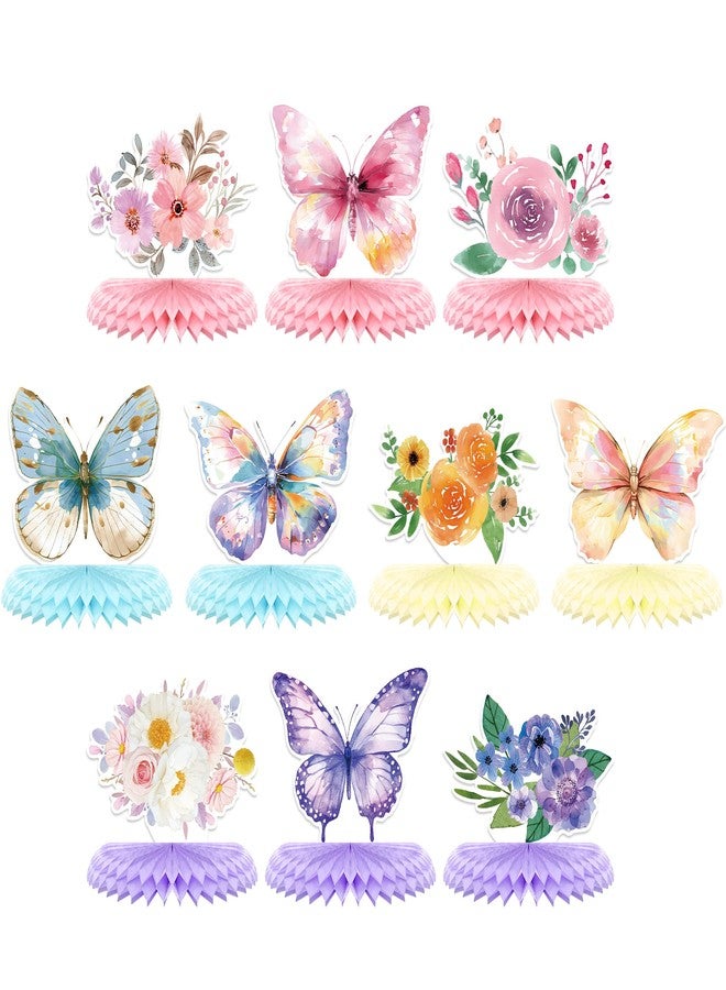 UNIIDECO 10PCS Butterfly Centerpieces for Tables Butterfly Flower Honeycomb Table Toppers for Baby Shower Girls Birthday Gender Reveal Spring Tea Party Mother's Day Easter Decor - Image 1
