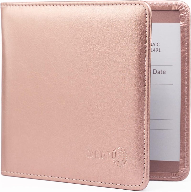 CANOPUS Premium Leather Car Registration and Insurance Holder - Rose Gold - Image 1