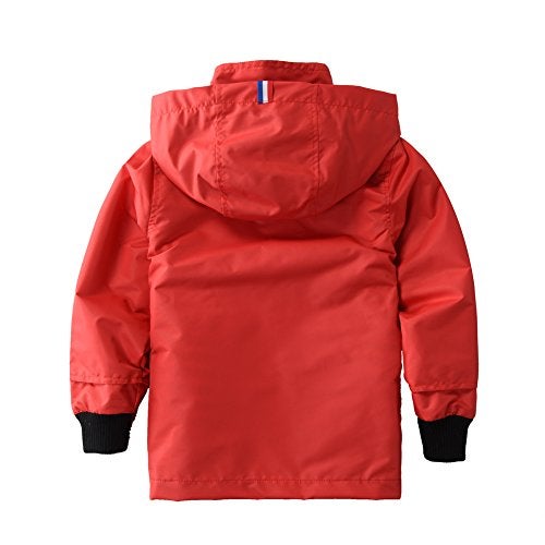 M2C Boys Girls Cotton Lined Rain Jacket Waterproof Light Windbreaker 4-5 Red - Image 2