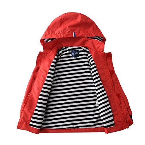 M2C Boys Girls Cotton Lined Rain Jacket Waterproof Light Windbreaker 4-5 Red - Image 3