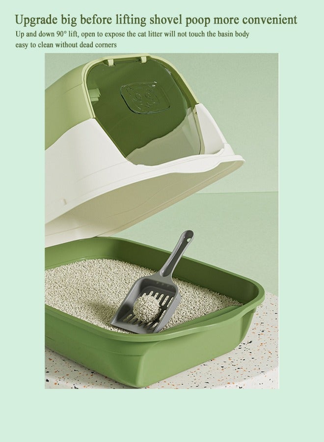 Cat Litter Box with Lid Enclosed Cat Toilet Removable Sandbox Kitty Litter Tray with Front Door Flap Pet Accessories for Small Cat(Green) - Image 5