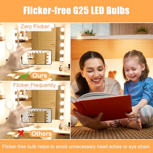 hansang G25 LED Globe Light Bulbs, Bathroom Vanity Light Bulbs E26 Base Warm White 2700K for Bedroom Makeup Mirror Lights, 60W Equivalent(5W), 500LM Non-dimmable,4Pack - Image 4