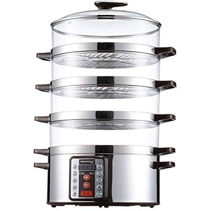 طباخ أرز بالبخار للخضراوات - جهاز بخار كهربائي لطهي الطعام بالبخار، طباخ أرز بالبخار للخضراوات، 4 طبقات قابلة للتكديس، إيقاف التشغيل التلقائي، تسخين سريع، طباخ كهربائي لطهي الطعام بالبخار - Image 1