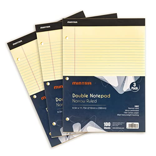 Mintra Office Legal Pads (Double Pad 3pk (Canary), 8.5in x 11in (Narrow Ruled)) - Image 1