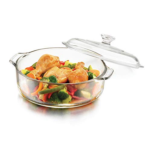 Swami Enterprise Glass Casserole Deep Round Serving Bowl with Glass LidOven and Microwave Safe 1 L Pcs of 1 - Image 2