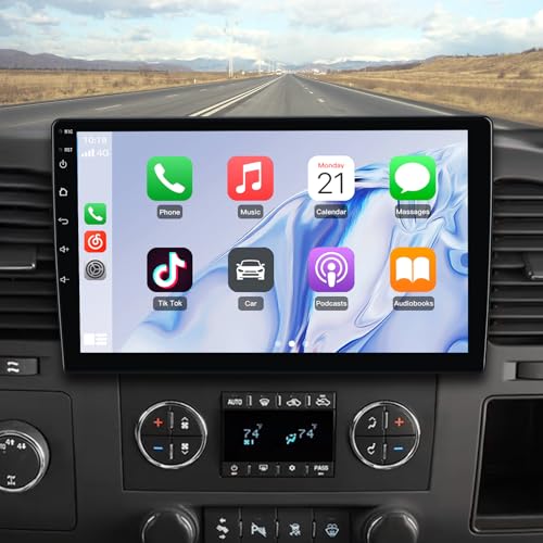 Vratzn [4Core 64GB] Vratzn Car Radio for Chevy Silverado 2007-2013 Tahoe GMC Sierra Yukon, 10 Inch Touch Screen Silverado Radio with CarPlay Android Auto Bluetooth AM FM Head Unit - Image 1