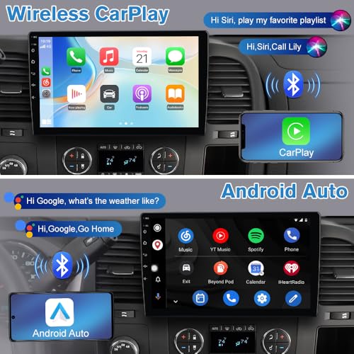 Vratzn [4Core 64GB] Vratzn Car Radio for Chevy Silverado 2007-2013 Tahoe GMC Sierra Yukon, 10 Inch Touch Screen Silverado Radio with CarPlay Android Auto Bluetooth AM FM Head Unit - Image 2