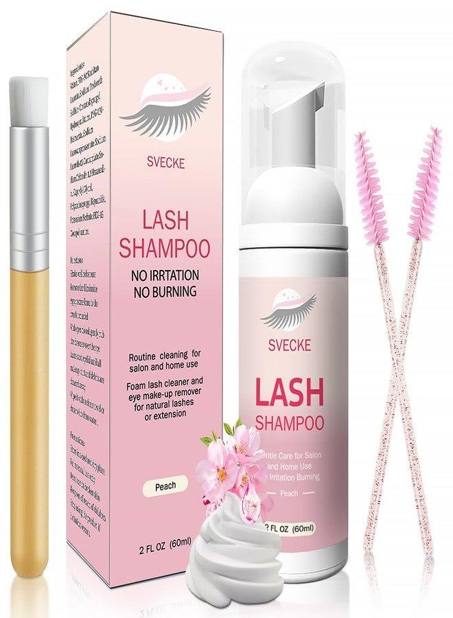 SVECKE Lash Shampoo Kit Eyelash Extension Cleanser, Eyelash Shampoo for Lash Extensions, Lash Cleaner Eyelid Foam Cleaning Kit for Salon Home Use (Peach) - Image 1