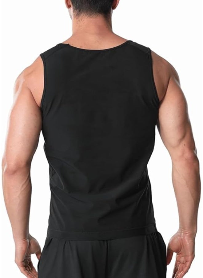 INSIJAM Sauna Vest with Waist Trainer for Men Sauna Sweat Vest Workout Tank Top Waist Trainer Sleeveless Sauna Suit for Men Weight Loss for Men Compression Tank Top for Belly Fat Slimming - Image 4
