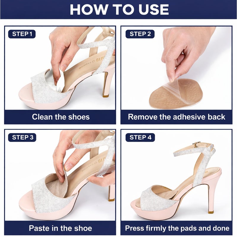 CareTick Metatarsal Pads, Ball of Foot Cushion Insert Gel Pads (8 pcs) Anti Slip High Heel silicon Foot Pads Shoe Pads Gel Inserts Pads for Men & Women (Pair-04) - Image 5