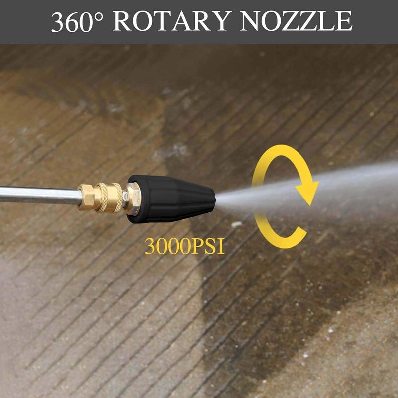 VergilSon Rotating Turbo Nozzle for Pressure Washer, Rotating Nozzle 3000PSI 1/4'' Quick Connect Cleaner Gun Spray Nozzle Accessory Set for Cold Water Pressure Washers - Image 3
