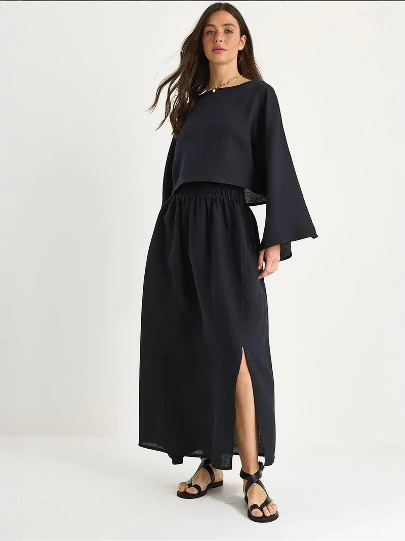 بيانكو لوتشي طقم بلوزة وتنورة بياقة دائرية منقوشة من لوتشي