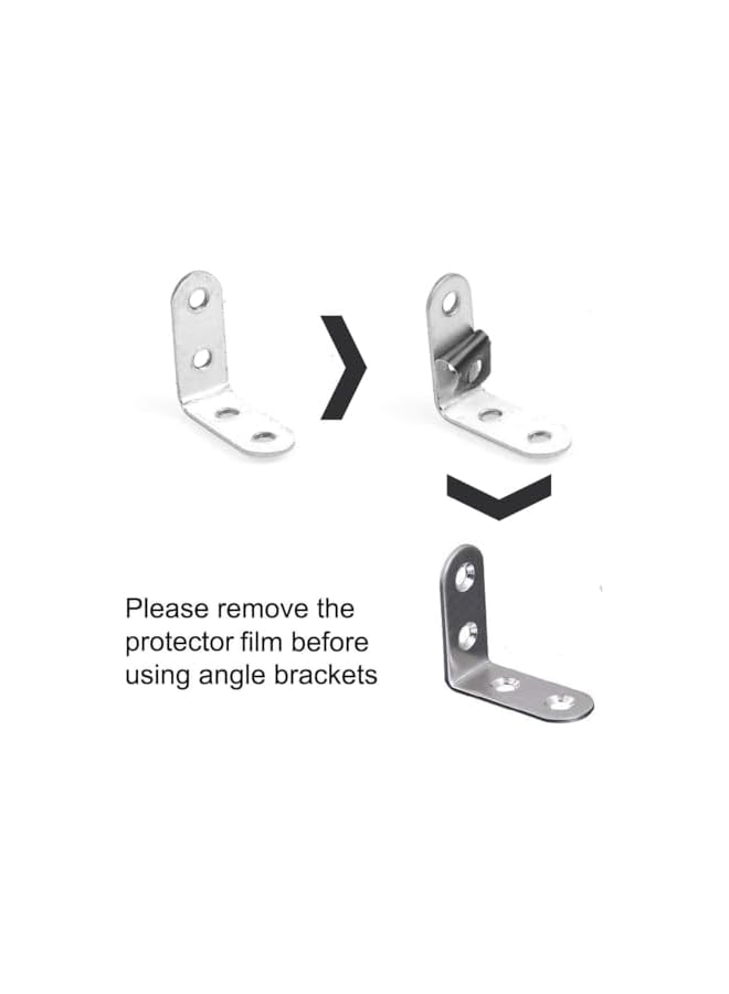 promass Stainless Steel Corner Braces - 40mmx40mm Heavy Duty Corner Steel Joint Right Angle L Bracket Brace Set with Screws for Shelves Furniture Wood Wall Hanging Fastener 18 Pcs - Image 2