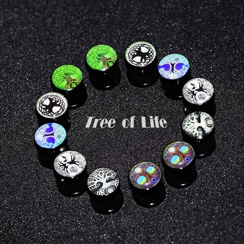 FLYUN Viking Earrings for Men,Yggdrasil Earrings, World Tree Earring, Fake Gauge Faux Plug Screw Back Stainless Steel Earrings - Image 5